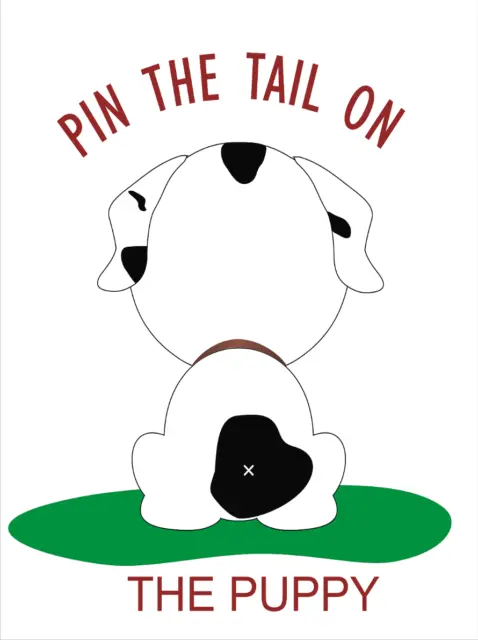 Juego Pin The Tail on the Puppy - 20 a 40 jugadores tamaño A3