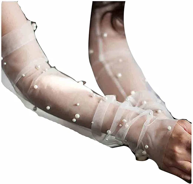 Women’S Wedding Gloves Long Wrist Bands Cuffs Arm Covers for Brides Fingerless G