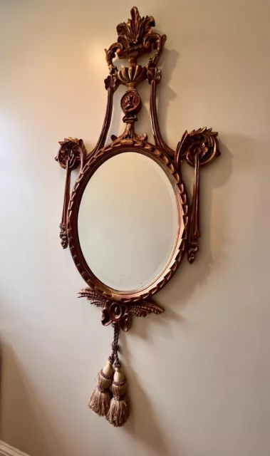 Italian HAND-CARVED Victorian Mirror With Tassels Edwardian Home Decor