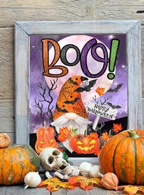 Halloween Diamond Painting Art Kits for Adults Gnome Pumpkin Round Full Drill S