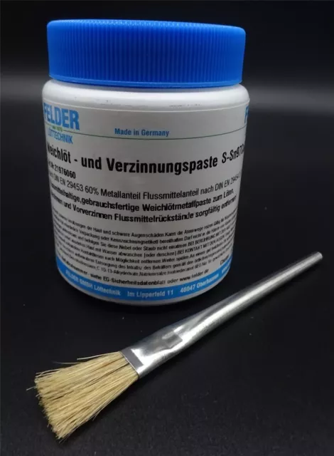 500g Felder Weichlöt- und Verzinnungspaste Sn97Cu3 60% Metallanteil incl. Pinsel