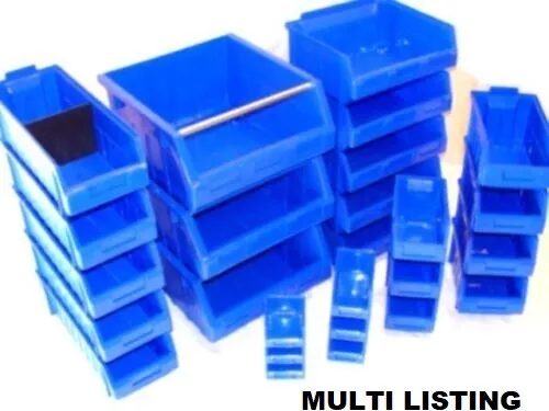 Blue Plastic Stacking Parts Storage Bins* 7 Sizes* Supra Bin Industrial Quality