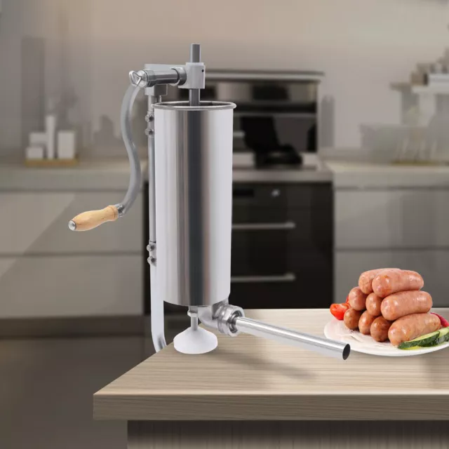 Large Capacity Manual Sausage Stuffer 3L Stainless Steel Vertical Meat Press