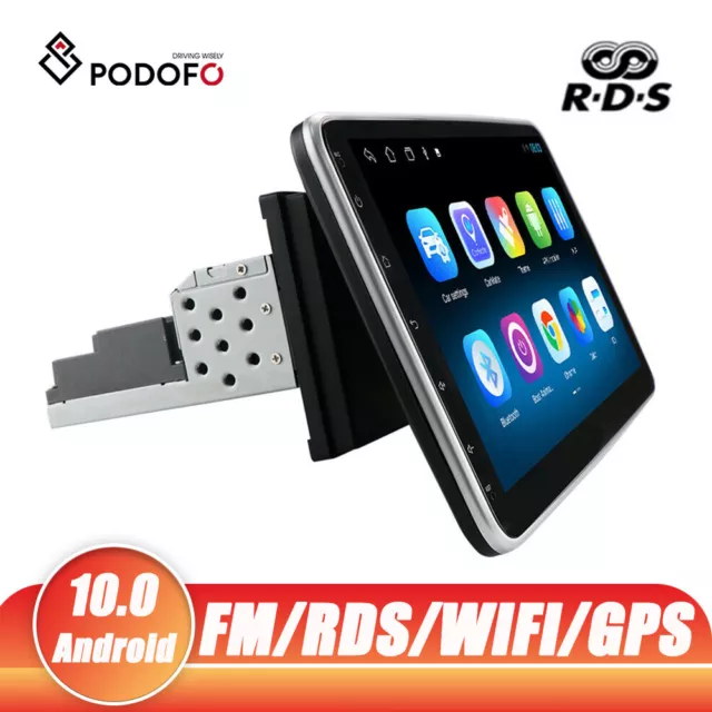 Single 1 DIN Car Stereo Radio Rotatable 10.1'' Android 10 Touch Screen GPS Wifi