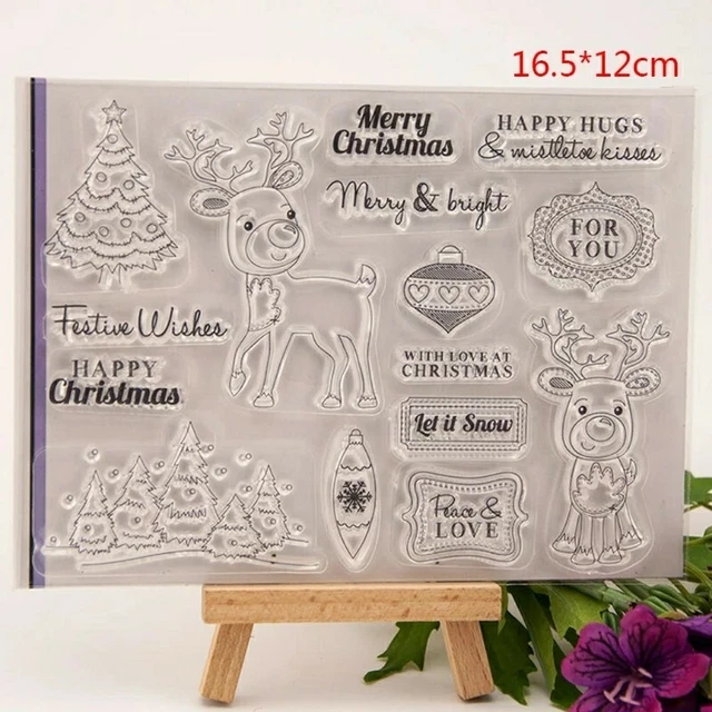 Christmas clear stamp for card making, scarpbooking. christmas tree, deer stamp