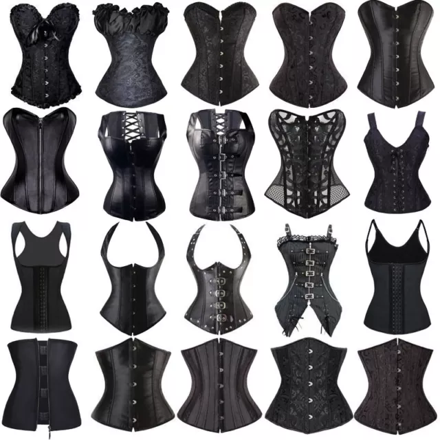 Women Steampunk Corset Top Sexy Bustier Gothic Corselet Overbust Leather  Bustier