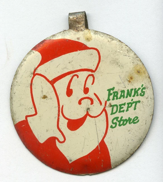Frank's Dept Department Store Tab Button 4" Vintage - JM955