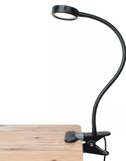 Rechargeable 2-Color Book Light Mini LED Reading Flexible Easy Clip Lamp-Black
