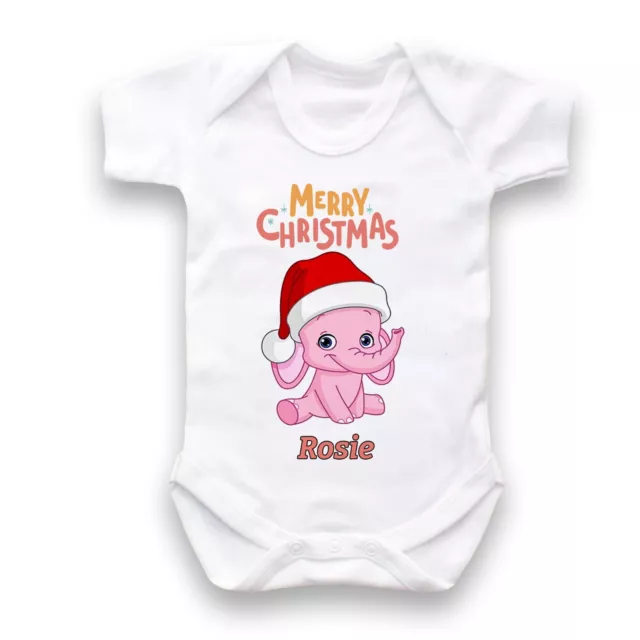 Personalised First Christmas Baby Grow Any Name Sleepsuit Boys Girls Gift