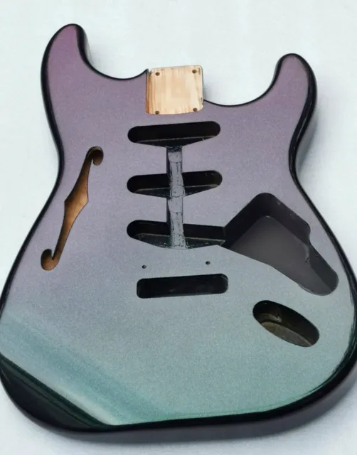 hz-strat thinline guitar body Chameleon Finish semi hollow ash