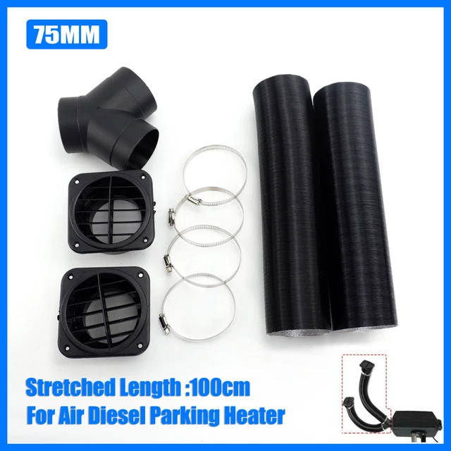 75mm Diesel Heater Pipe Ducting T-Piece With Warm Air Outlet Vent & Vent Outlet – Universal Kit