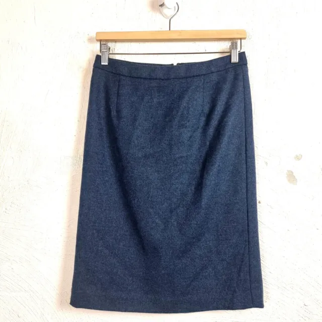 SPORTSCRAFT Womens Pencil Skirt Size 6 Blue Wool Blend Knee Length