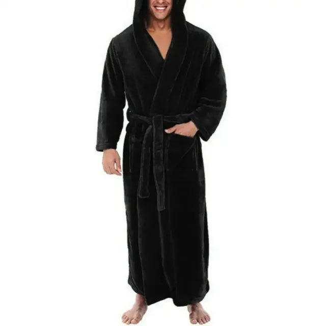 Men's Hooded Bathrobe Terry Cotton Cloth Robe Shawl collar Men bathrobe For Mens