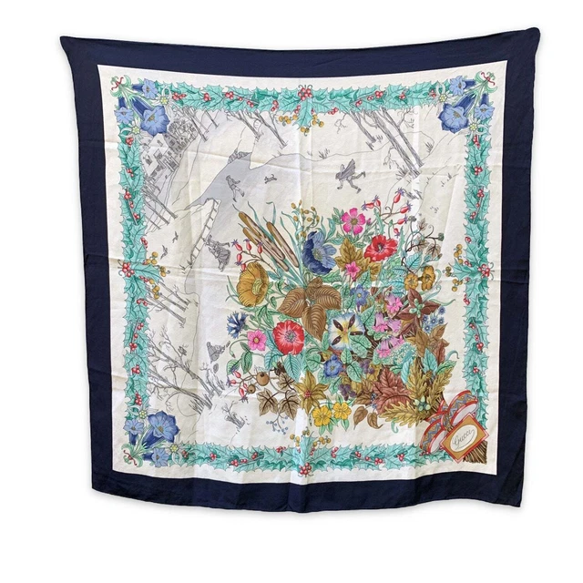 GUCCI Foulard Vintage in Seta Col. Blu Winter Wonderland