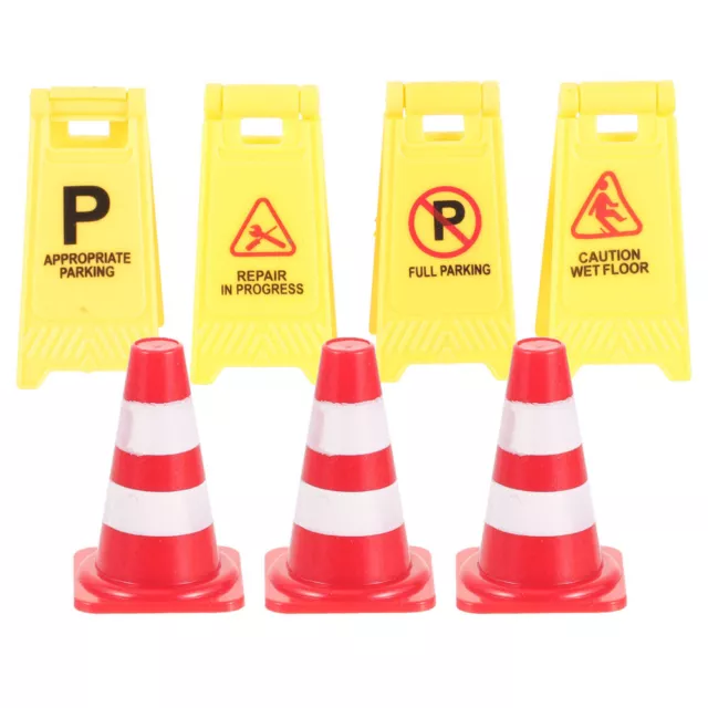 Doll House Warning Sign Plastic Child Mini Traffic Signs Construction Kids Toys