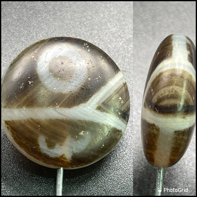 Fantastic Ancient Rare Eyes 👀 Himalayan indo Tibetan Old Agate Dzi Bead