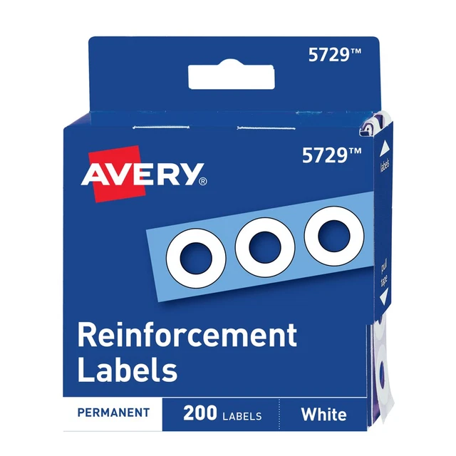 Avery Self-Adhesive Reinforcement Labels, 1/4" Diameter, Hole Punch Reinforcemen
