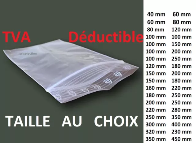 Lot DE 100  Sachet Pochette Pochon Pocheton ZIP Plastique  Taille  AU CHOIX 50 µ 2