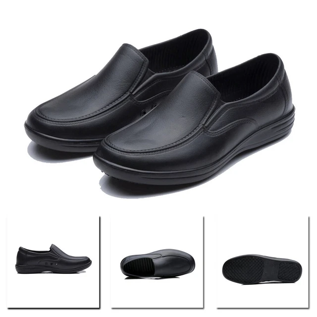 Chaussures de sécurité de cuisine antidérapantes noires pour hommes chef chau