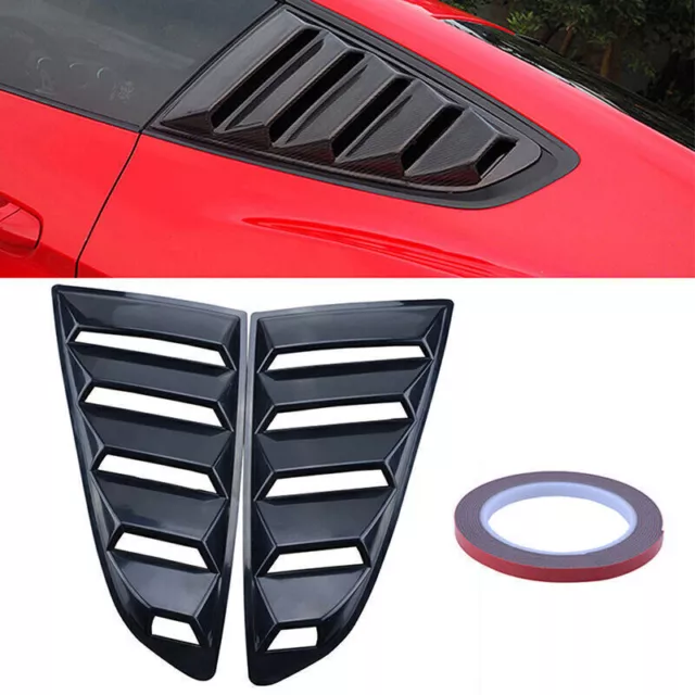 2PCS Quarter Side Window Scoop Louver Cover Fits Ford Mustang 15-21Gloss Black