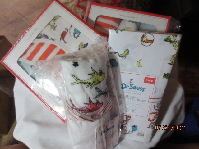 Pottery Barn Dr Seuss Baby Gift Set--Bibs,Burps, Crib Sheet, Blankets All Nip