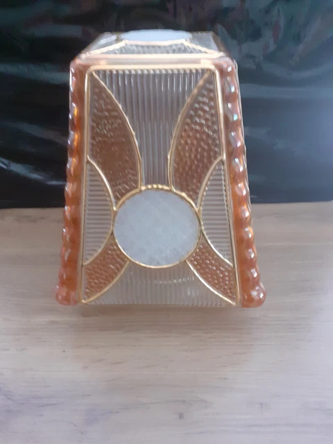 Ancienne Tulipe De Suspension Art Déco - Verre Rose Moucheté - Abat-jour Vintage Années 30