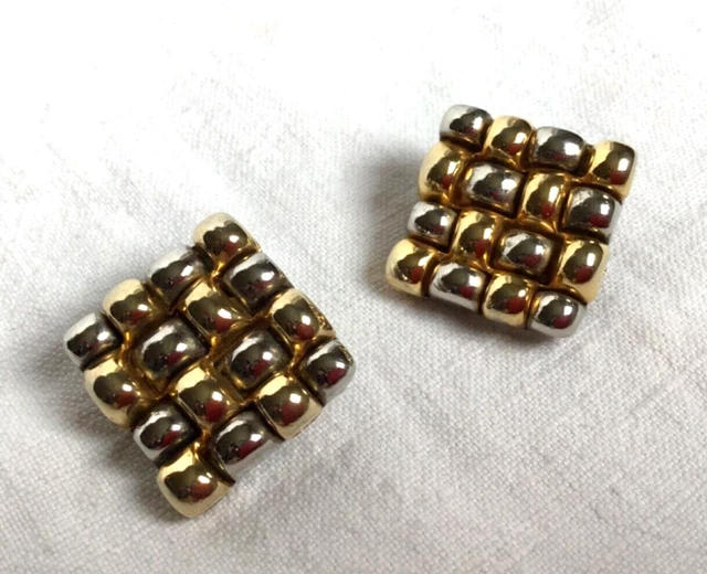 Boucles D'oreilles Clips émail Noir/vert/doré - Vintage 80s/90s Paris - Cyclope