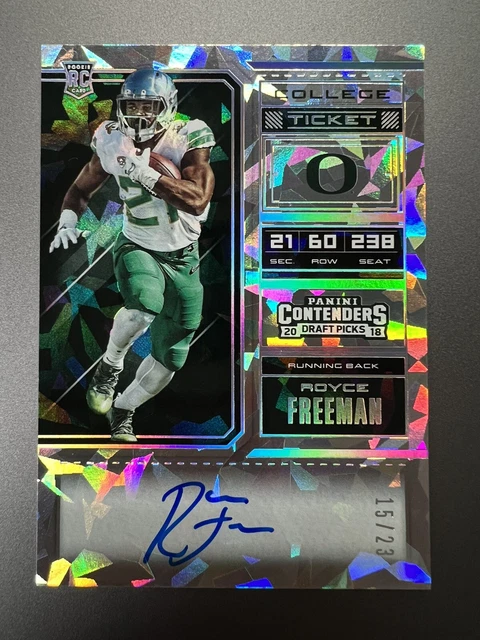2018 Panini Contenders Draft Picks 15/23 Royce Freeman Cracked Ice