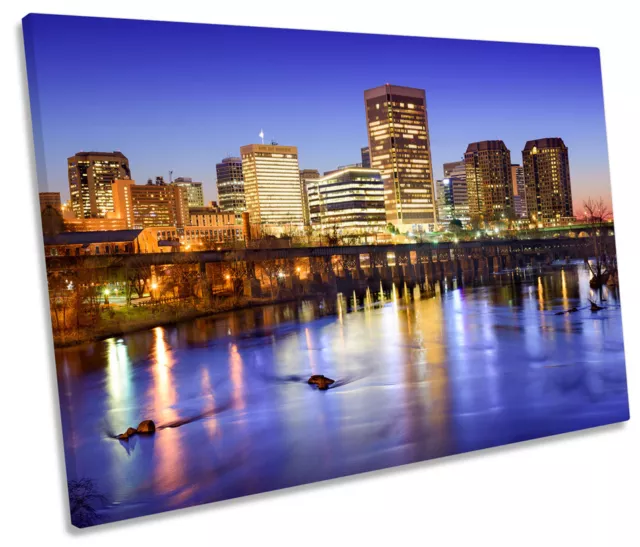 Richmond City Virginia Skyline EINZELNE LEINWANDKUNST gerahmter Druck