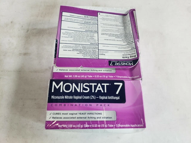 Paquete de 3 Monistat 7 Paquete Combinado Antifúngico Vaginal 7 Aplicaciones 05/23