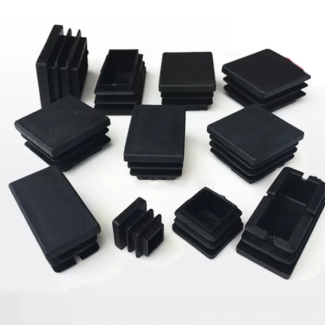 Black Square Tube Plug 10x20mm~100x100mm Tube Inserts Bung Waterproof Pipe Caps