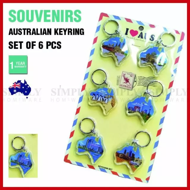 6pcs Australian Souvenirs Keyring Chain Acrylic Melbourne Gift Bulk Aussie