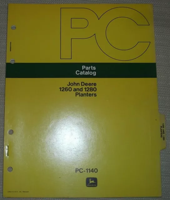 John Deere 1260 & 1280 Fioriera Parti Manuale Libro PC-1140