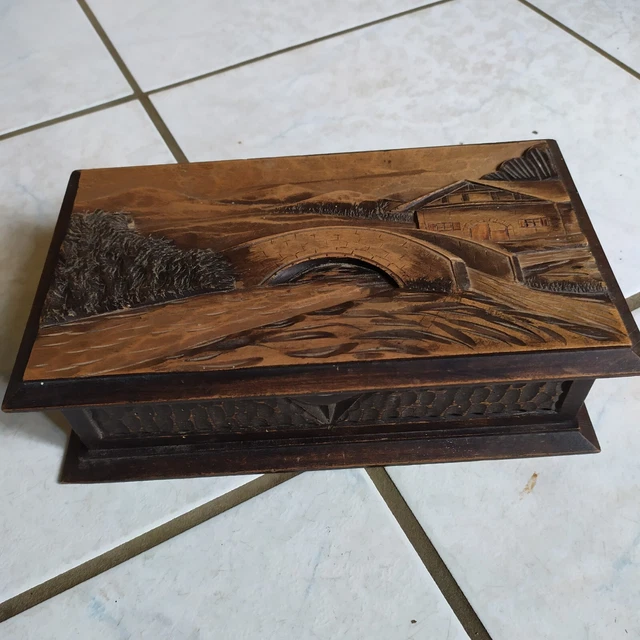 Ancienne boîte à bijoux en bois, 1945, style breton - eBay