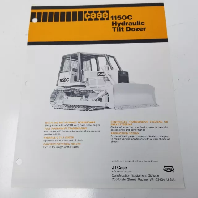 Case 1150C Hydraulic Tilt Dozer Sales Brochure 1980 Specifications Photos