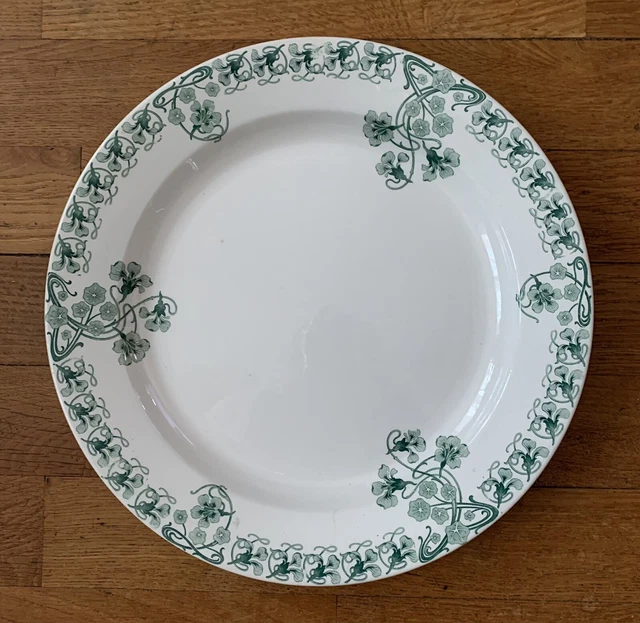 PLAT ROND  32 CM BFK CAPUCINES ART NOUVEAU Boch Freres KERAMIS TBE