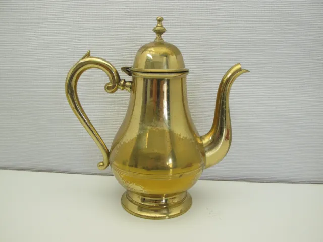 Vintage brass coffee or tea pot tinned on the inside 8.5 inches tall