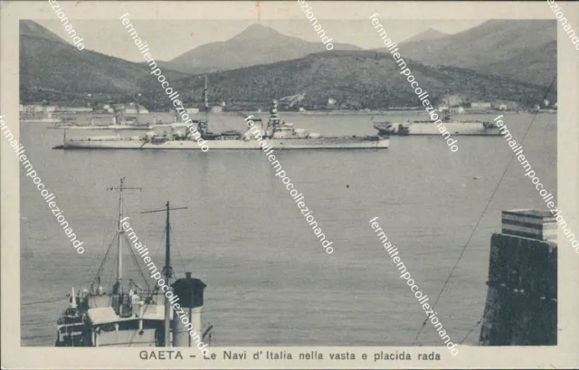 cg628 cartolina gaeta le navi d'italia nella vasta e placida rada latina lazio