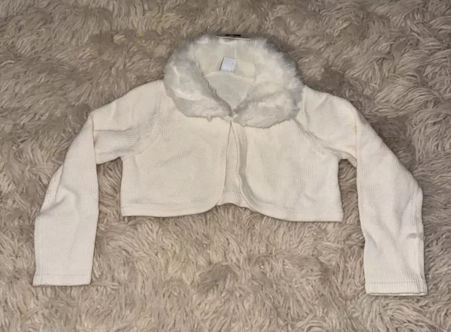Janie & Jack Girls Size 3 “ Fur” Dressy Cardigan Sweater Adorable