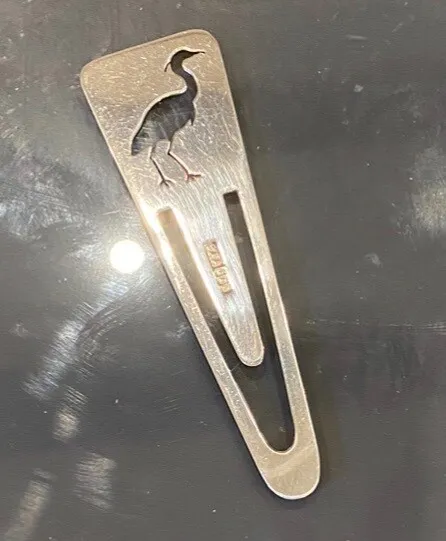 Orkneyinga Silversmiths Silver Bookmark With Silhouette Of A Heron