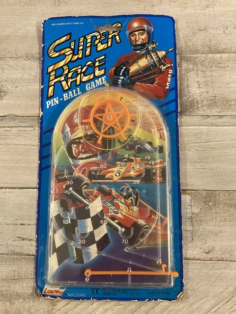 VINTAGE SUPER RACE Pinball Game Lightway Racing Race Car Spin NOS $19.