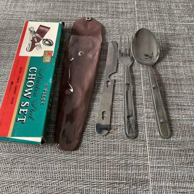 VINTAGE KMART CHOW Kit Camping Utensils Stainless Steel Metal Knife