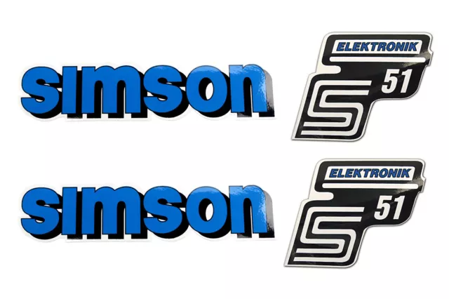 Set Aufkleber Simson S51 Elektronik blau für Tank und Seitendeckel