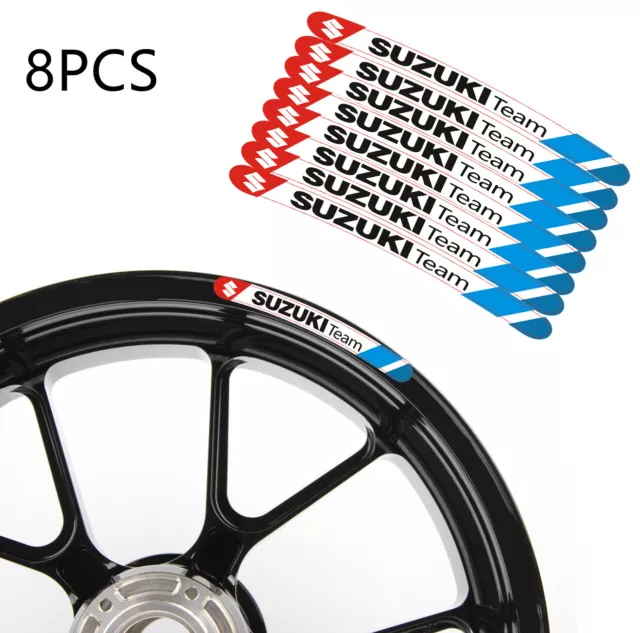 8 X Suzuki Team Motorcycle Wheel Decals Rim Stickers for Gsx-r 600 750 1000 Gsxr