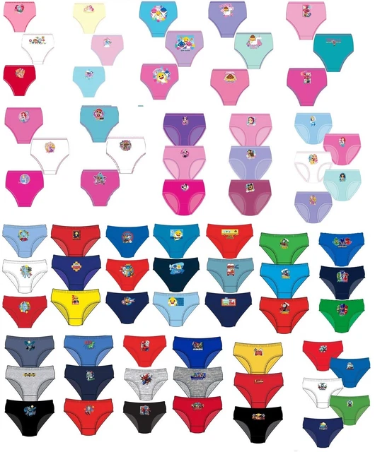 Pantaloni Ragazzi Ragazze Bambini Intimo Slip Knickers 100% Cotone Confezione da 3-10 Anni