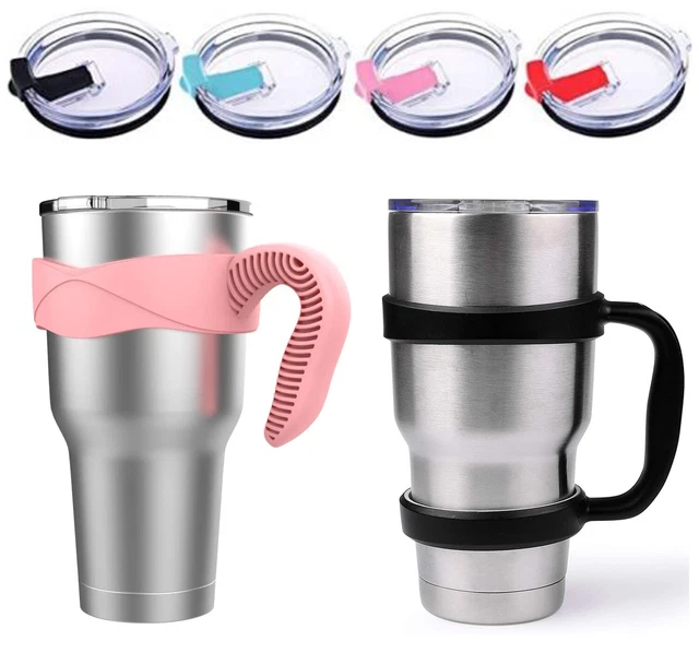 Travel Mug Cup Grip Holder Handle Spill Proof Lid for 30 oz yeti rambler tumbler
