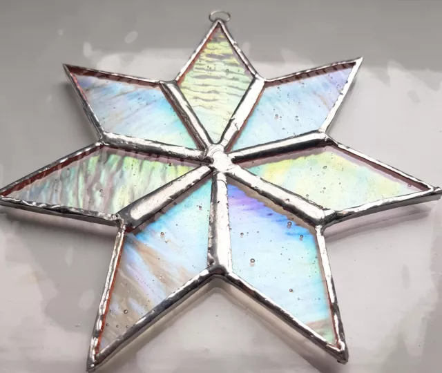 Clear Iridescent Star stained glass suncatcher window hanging Mothers day gift