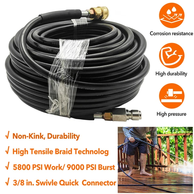 3/8" Quick Connect 50ft/68ft 5800PSI Replacement High Pressure Power Washer Hose