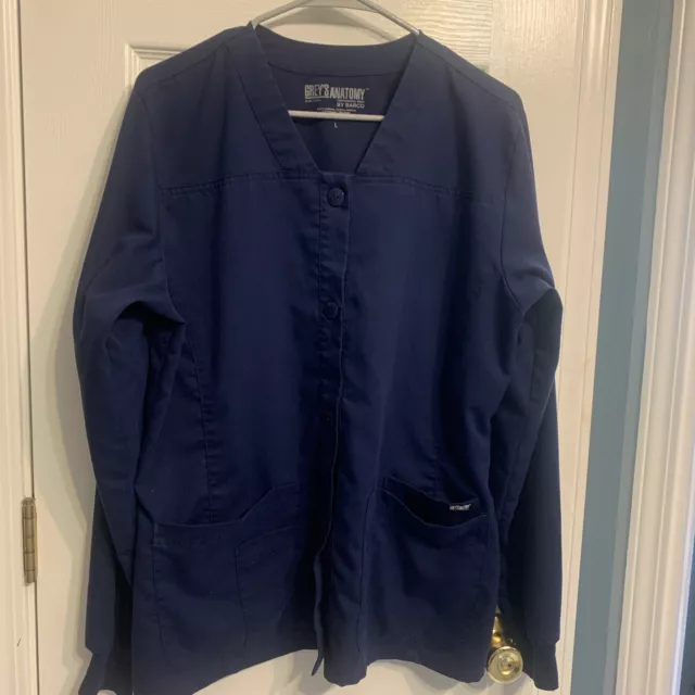 Grey's Anatomy by Barco Navy Blue Scrub Jacket Size Large