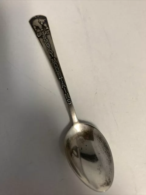 Antique Sterling Silver Great Smoky Mountains Souvenir Spoon 4.25” Long